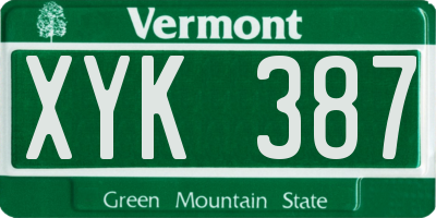 VT license plate XYK387
