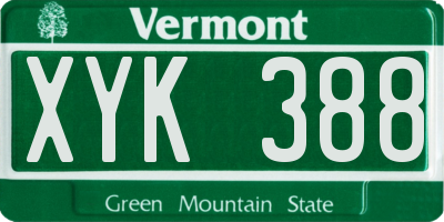 VT license plate XYK388