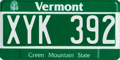 VT license plate XYK392