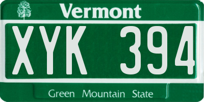 VT license plate XYK394