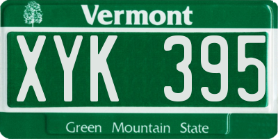 VT license plate XYK395