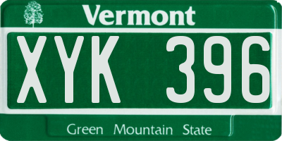 VT license plate XYK396