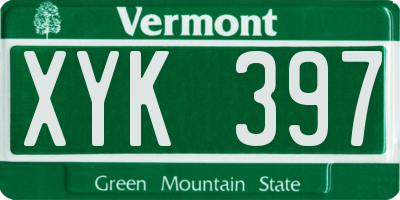 VT license plate XYK397