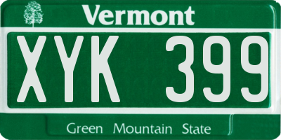 VT license plate XYK399
