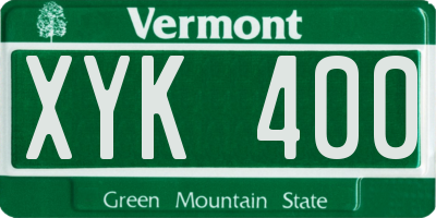 VT license plate XYK400