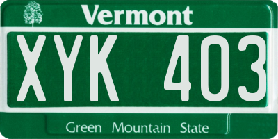 VT license plate XYK403
