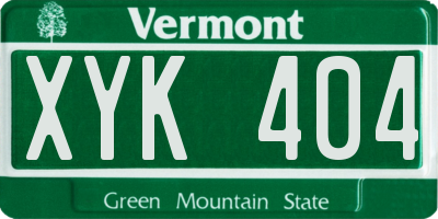 VT license plate XYK404