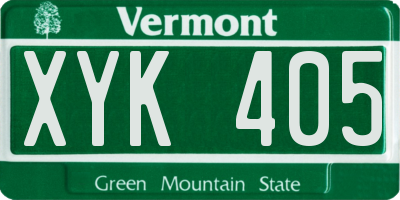 VT license plate XYK405
