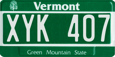 VT license plate XYK407