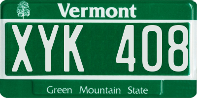 VT license plate XYK408