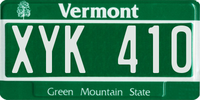 VT license plate XYK410