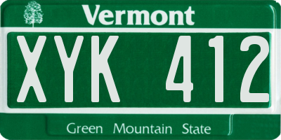 VT license plate XYK412