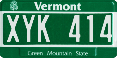 VT license plate XYK414