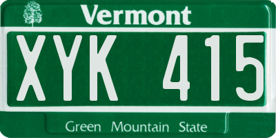 VT license plate XYK415