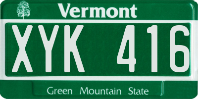 VT license plate XYK416