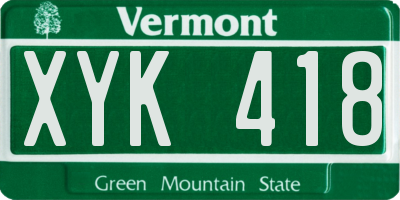 VT license plate XYK418
