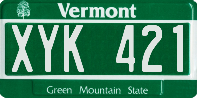 VT license plate XYK421