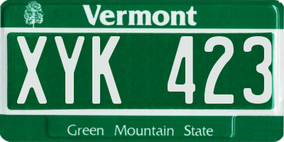 VT license plate XYK423