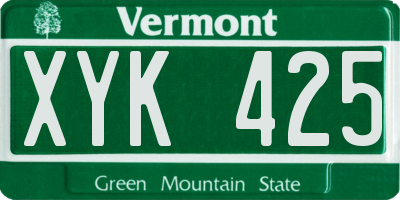 VT license plate XYK425