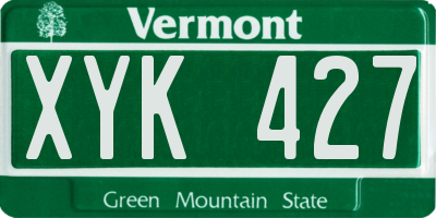 VT license plate XYK427
