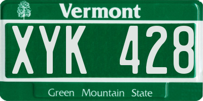 VT license plate XYK428
