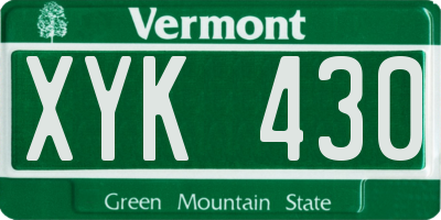 VT license plate XYK430