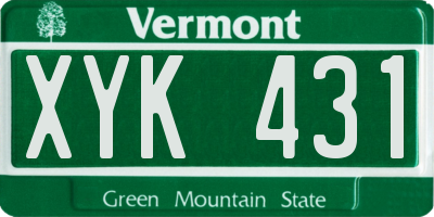 VT license plate XYK431