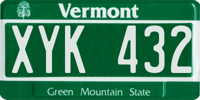 VT license plate XYK432