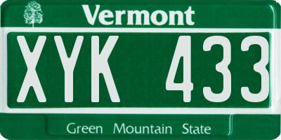 VT license plate XYK433