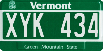 VT license plate XYK434