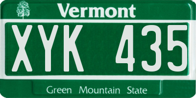 VT license plate XYK435