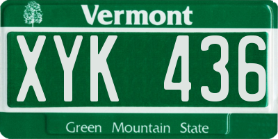 VT license plate XYK436