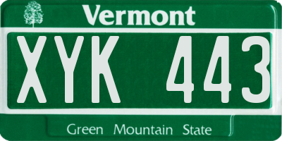 VT license plate XYK443