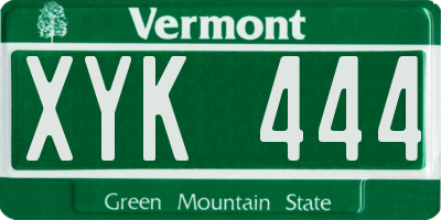 VT license plate XYK444