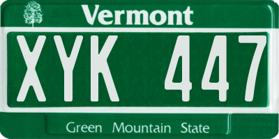 VT license plate XYK447