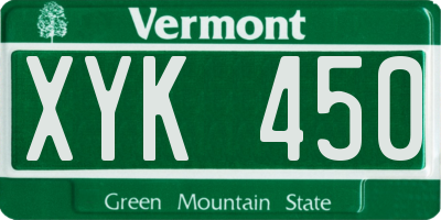 VT license plate XYK450