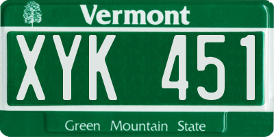 VT license plate XYK451