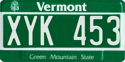 VT license plate XYK453