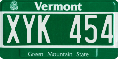 VT license plate XYK454