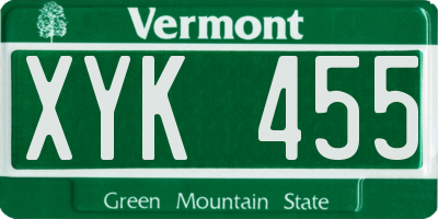 VT license plate XYK455