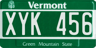 VT license plate XYK456