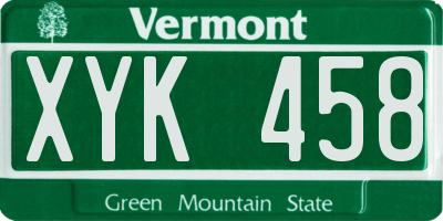 VT license plate XYK458