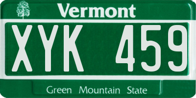 VT license plate XYK459