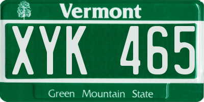 VT license plate XYK465