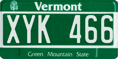 VT license plate XYK466