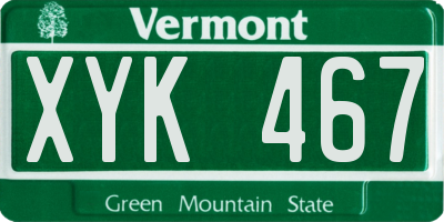 VT license plate XYK467