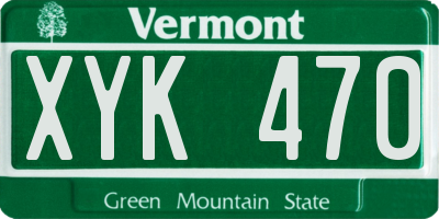 VT license plate XYK470