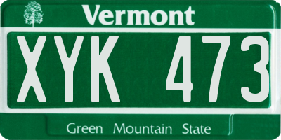 VT license plate XYK473