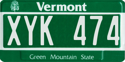 VT license plate XYK474