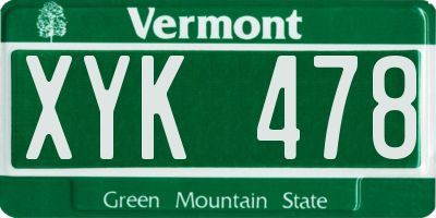 VT license plate XYK478